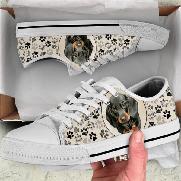 Dachshund Dog Pattern Brown Canvas Low Top Shoes – Low Top Shoes Mens, Women