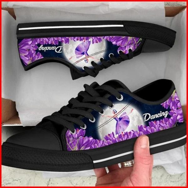 Dancing And Purple Flower Canvas Low Top Shoes – Low Top Shoes Mens, Women
