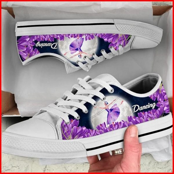 Dancing And Purple Flower Canvas Low Top Shoes – Low Top Shoes Mens, Women