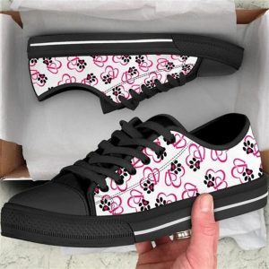 Dog Heart Patterns Canvas Low Top…