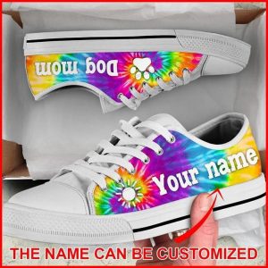 Dog Mom Bekind Tie Dye Personalized Canvas Low Top Shoes Low Top Shoes Mens Women 2 hugore.jpg