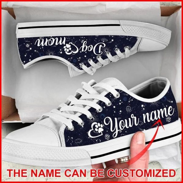 Dog Mom Space Galaxy Pattern Personalized Canvas Low Top Shoes – Low Top Shoes Mens, Women