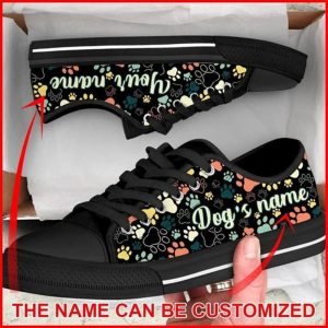 Dog Paw Pattern Vintage Personalized Canvas Low Top Shoes Low Top Shoes Mens Women 1 zdpv40.jpg