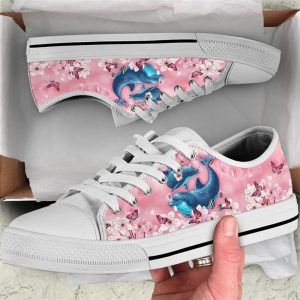 Dolphin Cherry Blossom Low Top Shoes Low Top Shoes Mens Women 1 aklo2e.jpg