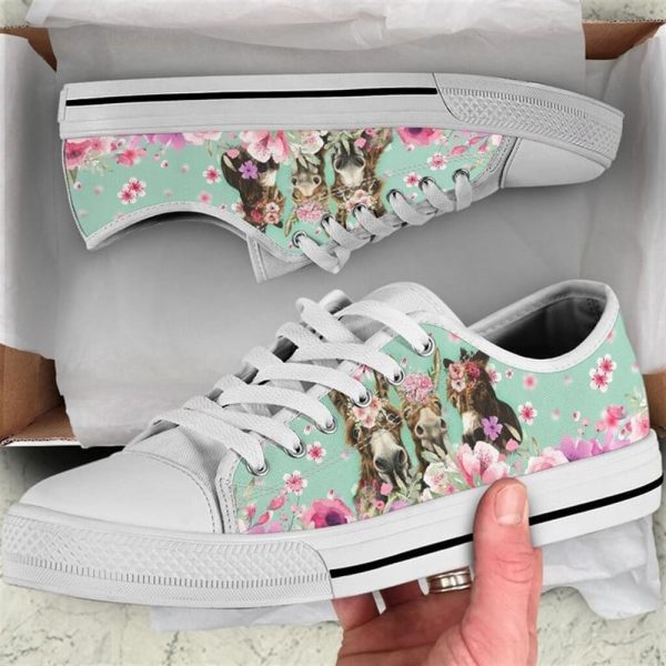 Donkey Flower Watercolor Low Top Shoes – Low Top Shoes Mens, Women
