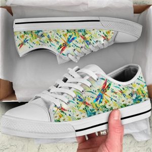 Dragonfly Flower Oil Painting Canvas Low Top Shoes Low Top Shoes Mens Women 2 rppmf2.jpg