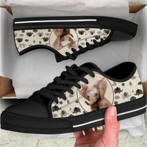 Elephant Pattern Brown Canvas Low Top…