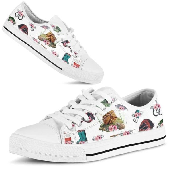 Fishing Tool Flower Watercolor Low Top Shoes – Low Top Shoes Mens, Women