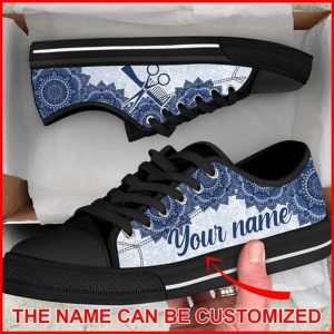 Hairstylist Mandala Personalized Canvas Low Top…