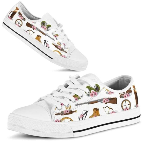 Hunting Tool Flower Watercolor Low Top Shoes – Low Top Shoes Mens, Women