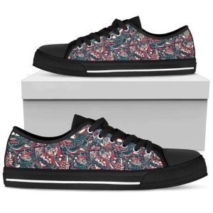 Japanese Warrior Red Canvas Low Top…