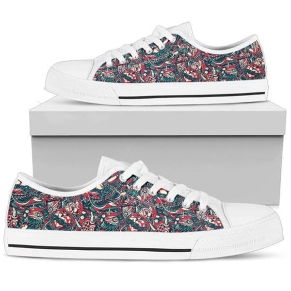 Japanese Warrior Red Canvas Low Top Shoes – Low Top Shoes Mens, Women