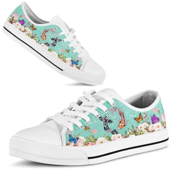 Koi Fish Butterfly Flower Watercolor Low Top Shoes – Low Top Shoes Mens, Women