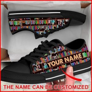 Librarian Bookshelf Personalized Canvas Low Top…