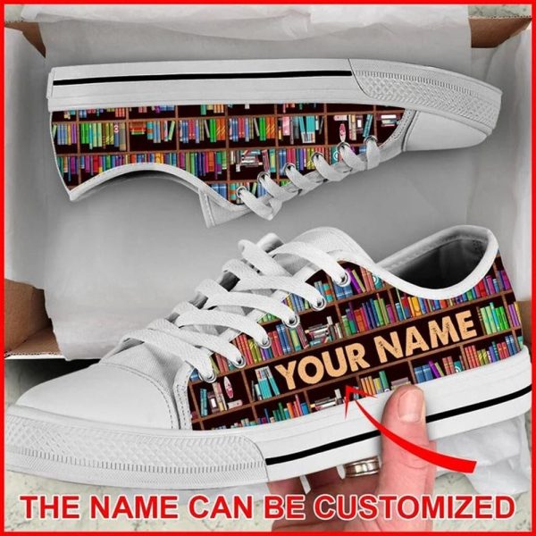Librarian Bookshelf Personalized Canvas Low Top Shoes – Low Top Shoes Mens, Women