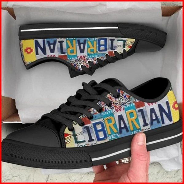 Librarian License Plates Canvas Low Top Shoes – Low Top Shoes Mens, Women