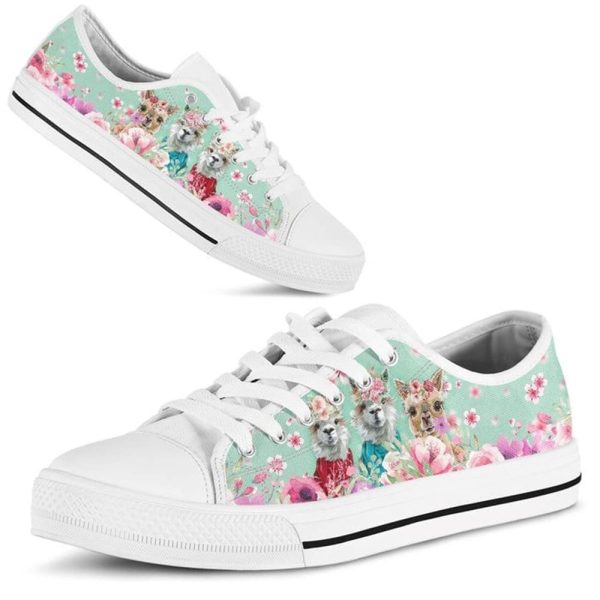 Llama Flower Watercolor Low Top Shoes – Low Top Shoes Mens, Women