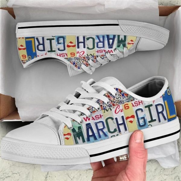 March Girl License Plates Canvas Low Top Shoes – Low Top Shoes Mens, Women