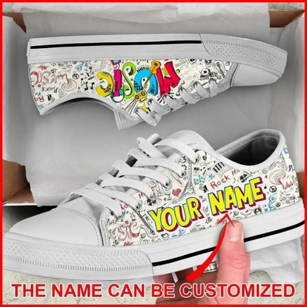 Music Is Life Personalized Canvas Low Top Shoes – Low Top Shoes Mens, Women