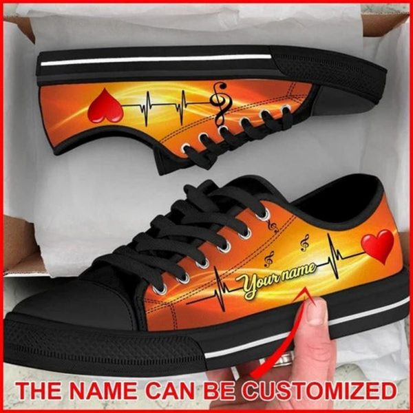 Music Note With Heart Personalized Canvas Low Top Shoes – Low Top Shoes Mens, Women