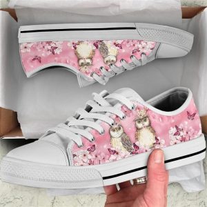 Owl Cherry Blossom Low Top Shoes…