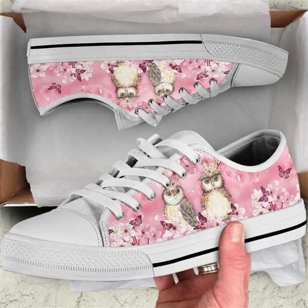 Owl Cherry Blossom Low Top Shoes – Low Top Shoes Mens, Women