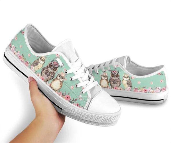 Owl Flower Watercolor Low Top Shoes – Low Top Shoes Mens, Women