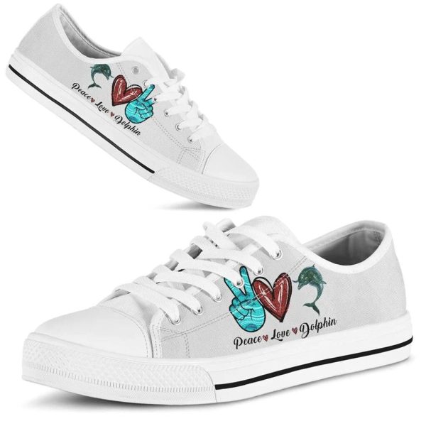 Peace Love Dolphin Sign Low Top Shoes – Low Top Shoes Mens, Women