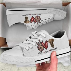 Peace Love Elephant Sign Low Top…