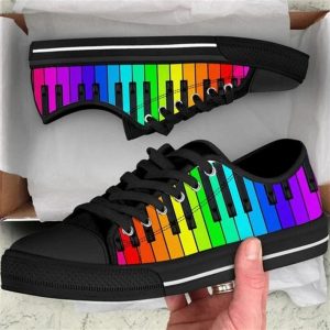 Piano Rainbow Color Canvas Low Top…