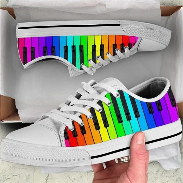 Piano Rainbow Color Canvas Low Top Shoes – Low Top Shoes Mens, Women