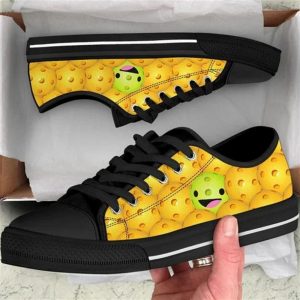 Pickleball Funny Smiley Canvas Low Top…