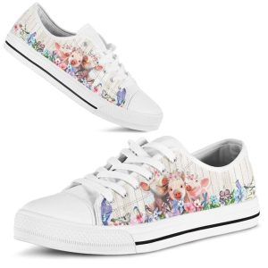 Pig Flower Watercolor Low Top Shoes Low Top Shoes Mens Women 2 tgam46.jpg