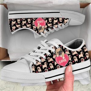 Pug Dog Love You Funny Pattern Seamless Canvas Low Top Shoes Low Top Shoes Mens Women 2 josbdz.jpg