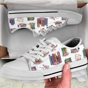 Reading Flower Watercolor Low Top Shoes…