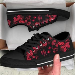 Red Cherry Blossom Low Top Shoes…