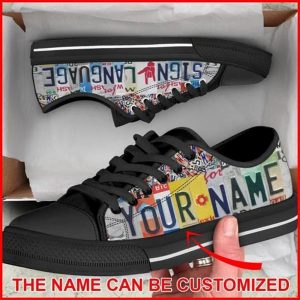 Sign Language License Plates Personalized Canvas Low Top Shoes Low Top Shoes Mens Women 1 q3ppip.jpg