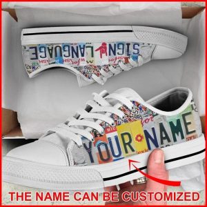 Sign Language License Plates Personalized Canvas Low Top Shoes Low Top Shoes Mens Women 2 xratyk.jpg