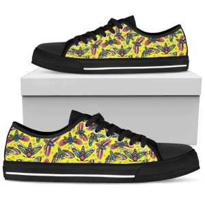 Skull Moths Yellow Canvas Low Top Shoes Low Top Shoes Mens Women 1 cafumd.jpg