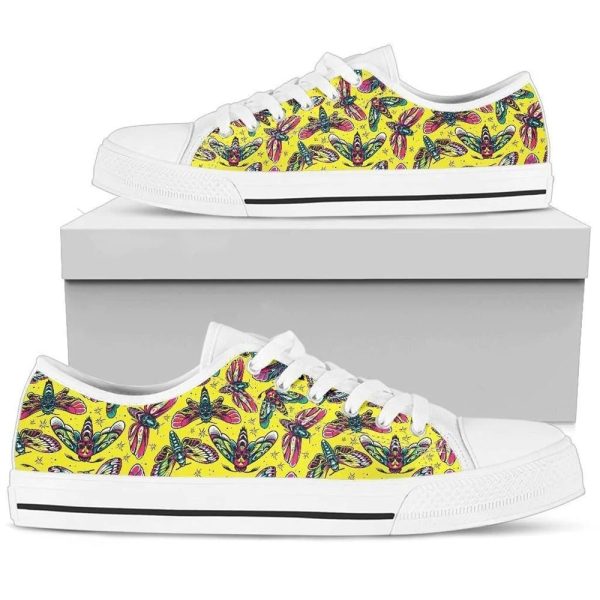 Skull Moths Yellow Canvas Low Top Shoes – Low Top Shoes Mens, Women
