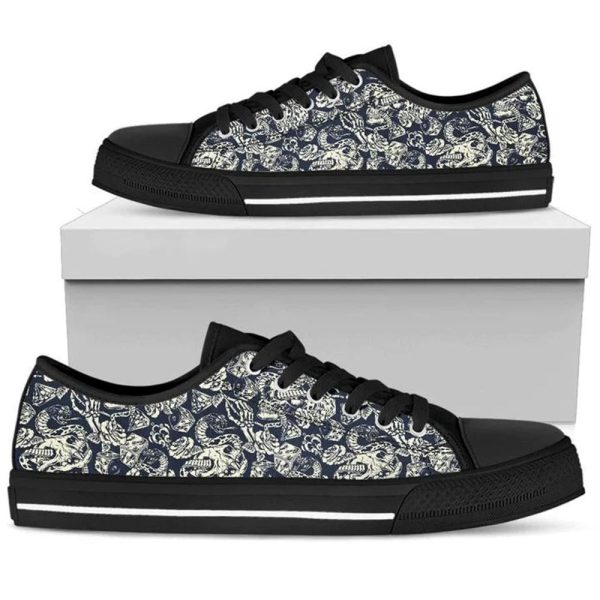 Skull Rose Snake Canvas Low Top Shoes – Low Top Shoes Mens, Women