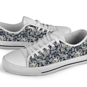 Skull Rose Snake Canvas Low Top Shoes Low Top Shoes Mens Women 4 cpzrv1.jpg