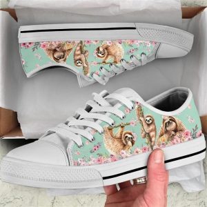 Sloth Flower Watercolor Low Top Shoes…