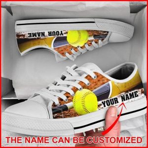 Softball Shortcut Personalized Canvas Low Top…