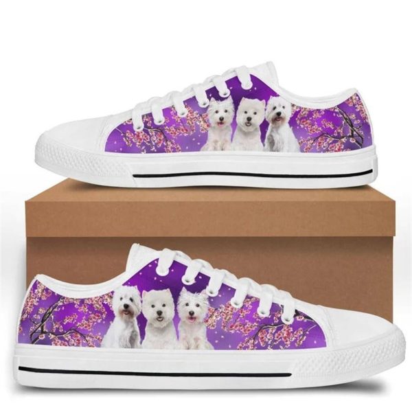 Three Westies Beautiful Cherry Blossom Low Top Shoes – Low Top Shoes Mens, Women