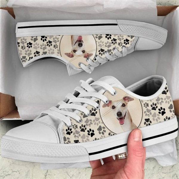 Whippet Dog Pattern Brown Canvas Low Top Shoes – Low Top Shoes Mens, Women
