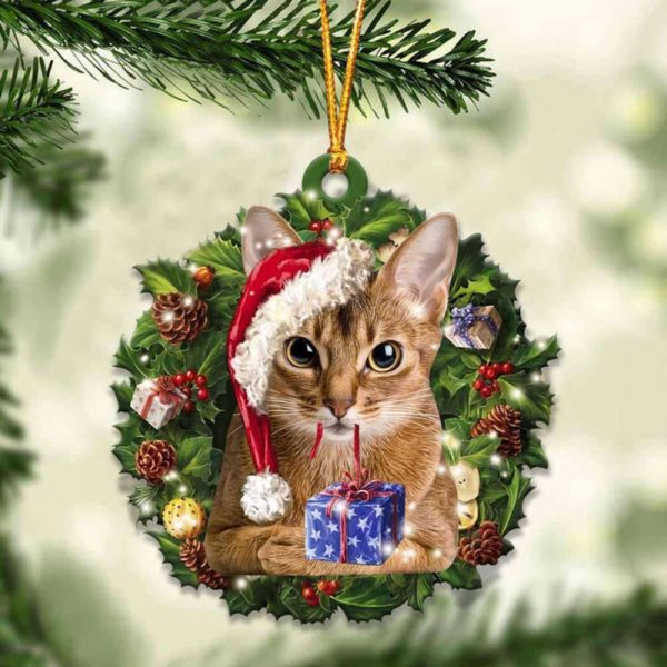 Abyssinian Cat And Christmas Ornament 2023 Christmas Tree Ornaments,  Gift For Cat Lover
