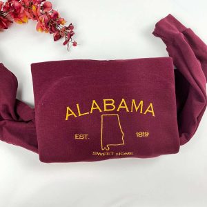 Alabama Embroidered Sweatshirt 2D Crewneck Sweatshirt…