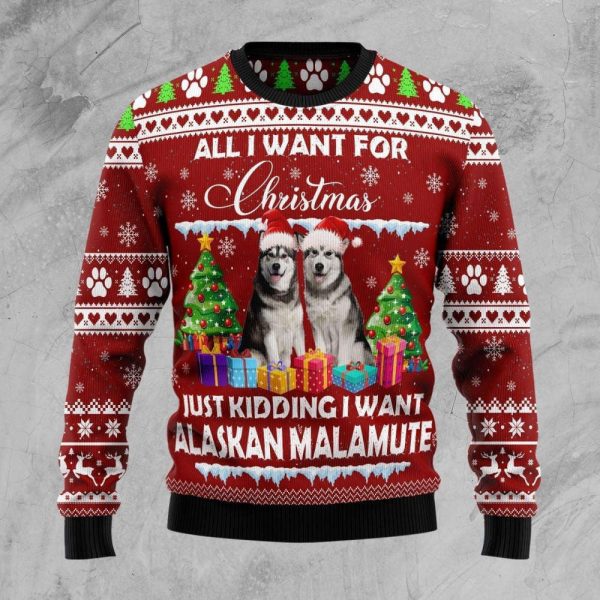 Alaskan Malamute Is All I Want For Xmas Ugly Christmas Sweater, Gift For Christmas