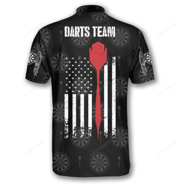 American Athlete Red Pin Custom Darts Jerseys For Men, Dart Team Jerseys